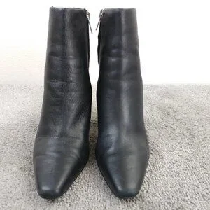 Marc Fisher Women's Yanara Ankle Boot | Black Leather Square Toe Bootie | 3.07 Inch Block Heel